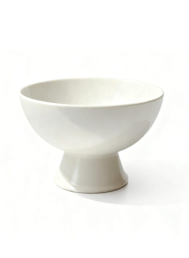 Accessoryway White Pedestal Decorative Bowl - 8" Minimalist Decorative Fruit Bowl for Kitchen Counter, Entryway,Multi-Purpose Centerpiece bowl for Bread, Snacks, Candy, Perfect for Housewarming &Wedding Gift - Image 1